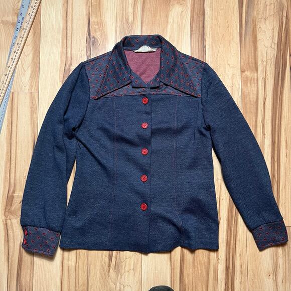 VINTAGE 70s JCPenney Heart Leisure Suit 2 Piece Size 4 Flare Hippie Retro Mod - Picture 4 of 7